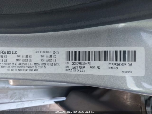 Chrysler 200 Limited 2016 1C3CCCAB6GN144711 Image 9