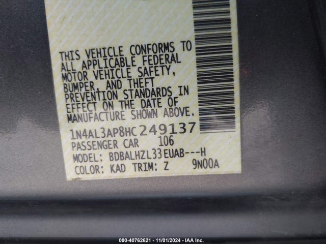 Nissan Altima 2.5 Sr 2017 1N4AL3AP8HC249137 Image 9