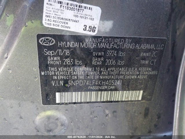 Hyundai ELANTRA SE 2019 5NPD74LF4KH405241 Image 9