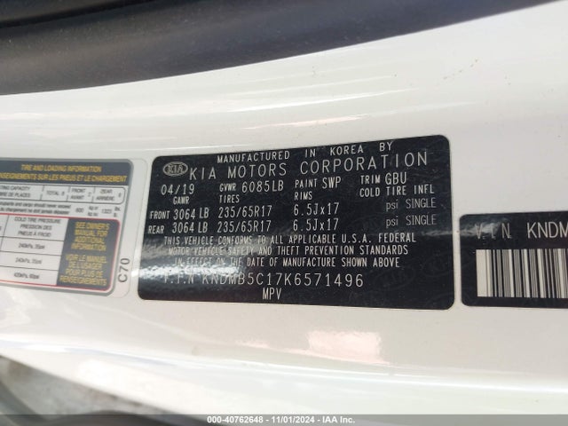 KIA SEDONA LX 2019 KNDMB5C17K6571496 Image 9