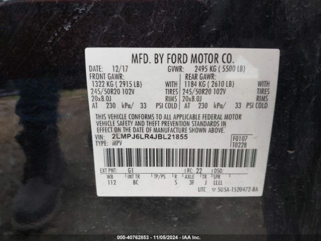 2LMPJ6LR4JBL21855 Lincoln Mkx Reserve
