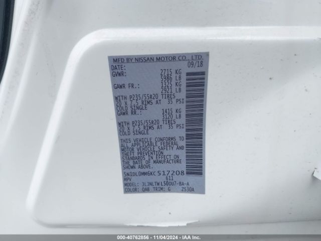5N1DL0MM6KC517208 Infiniti QX60 LUXE