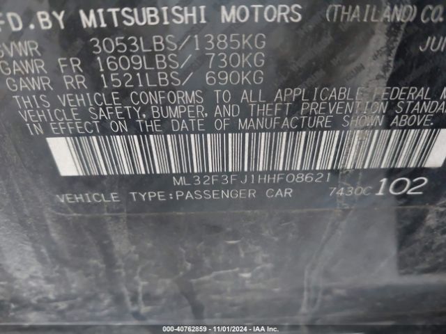 ML32F3FJ1HHF08621 Mitsubishi Mirage G4 Es