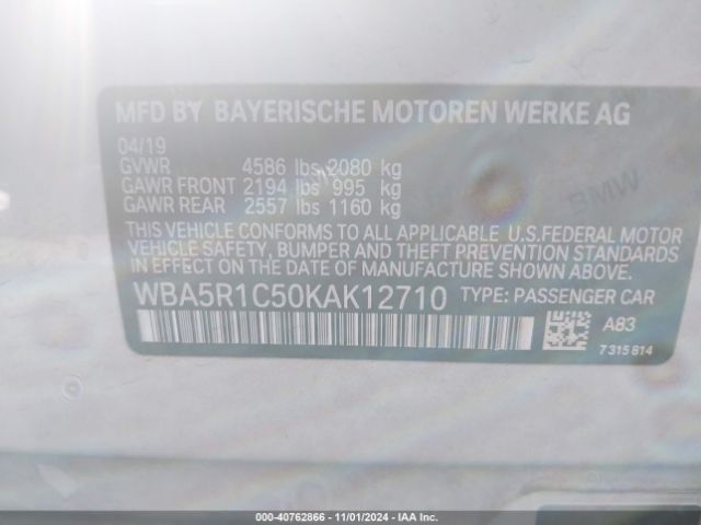 WBA5R1C50KAK12710 BMW 330I