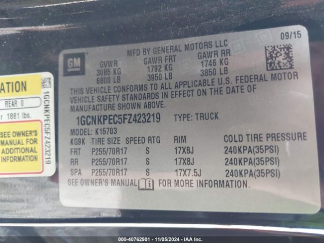 1GCNKPEC5FZ423219 Chevrolet Silverado 1500 Ls