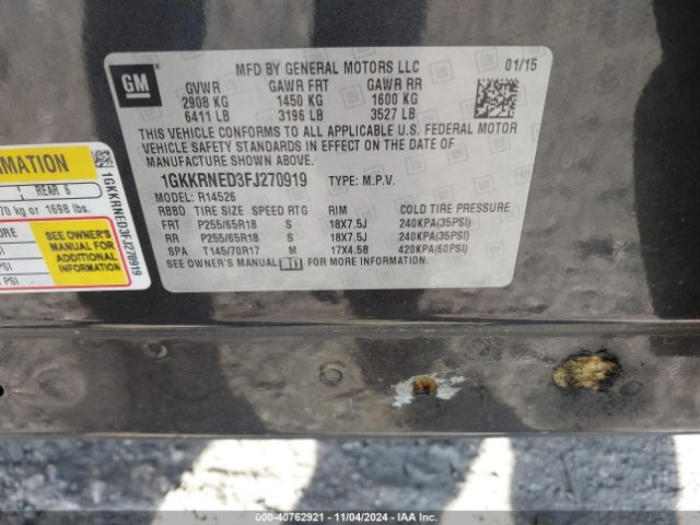 1GKKRNED3FJ270919 GMC Acadia Sle-1