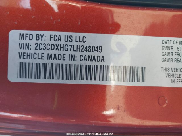 2C3CDXHG7LH248049 Dodge Charger Gt Rwd