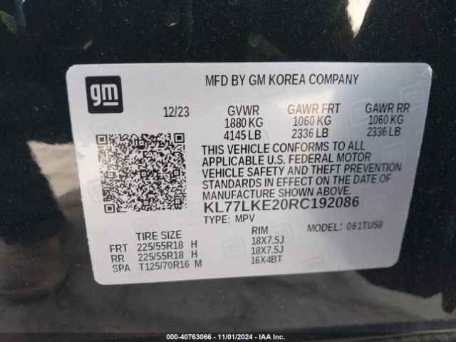 KL77LKE20RC192086 Chevrolet Trax Fwd Activ