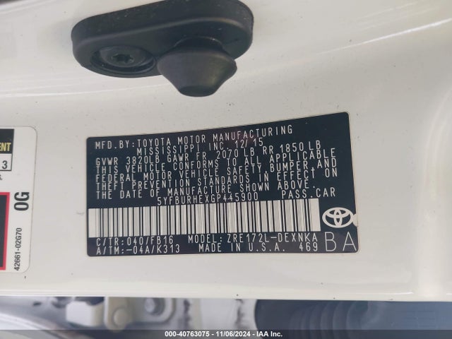 Toyota COROLLA LE 2016 5YFBURHEXGP445900 Image 9