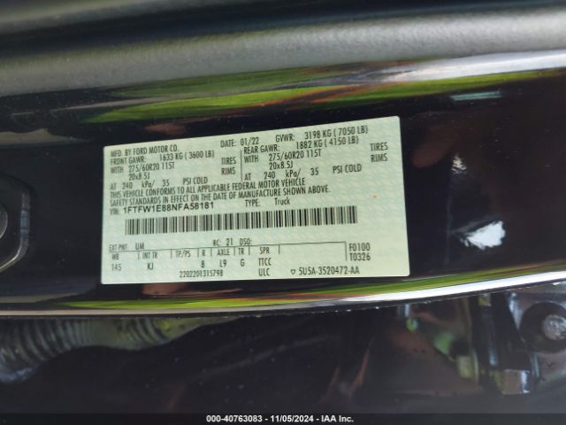 1FTFW1E88NFA58181 Ford F-150 King Ranch