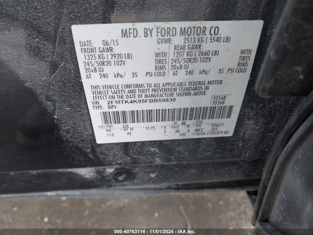 Ford Edge Titanium 2015 2FMTK4K95FBB59836 Image 9