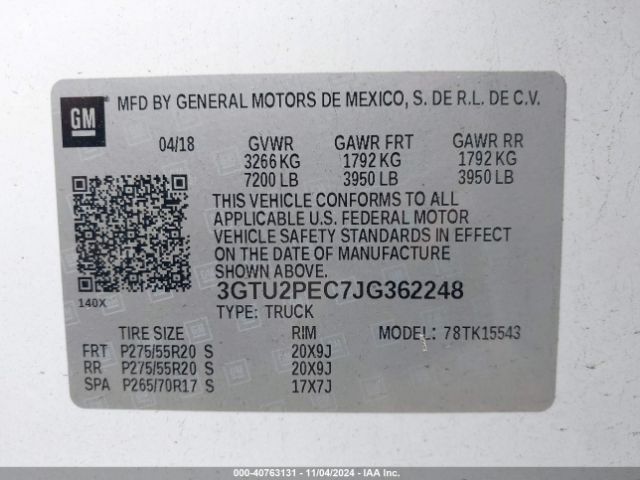 3GTU2PEC7JG362248 GMC Sierra 1500 Denali