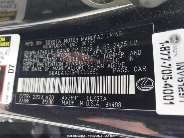 58ACA1C16MU009695 Lexus ES 300H