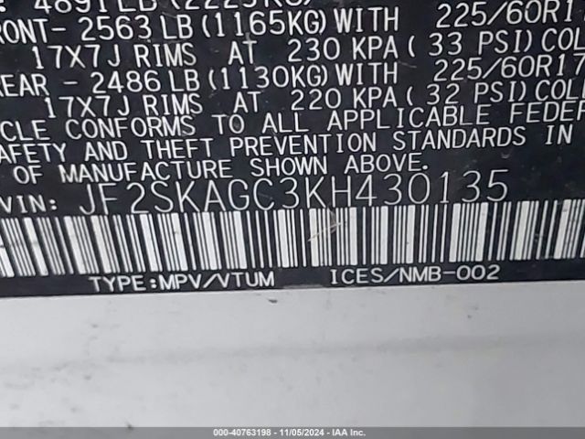 JF2SKAGC3KH430135 Subaru Forester Premium