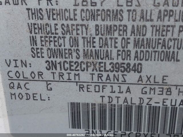 3N1CE2CPXEL395840 Nissan Versa Note Sv