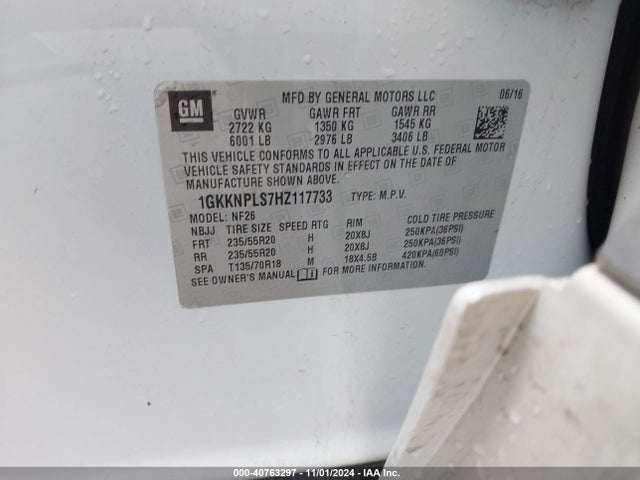 GMC Acadia Denali 2017 1GKKNPLS7HZ117733 Image 9
