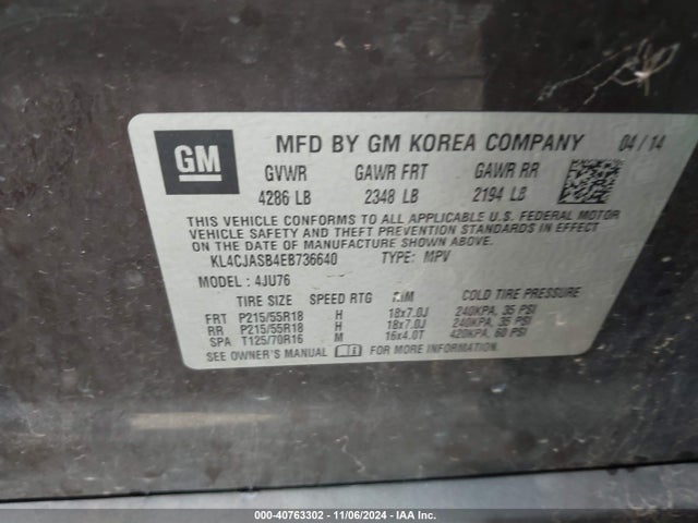 KL4CJASB4EB736640 Buick Encore