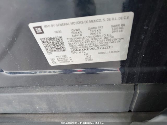 2020 CHEVROLET EQUINOX 3GNAXKEV0LS731113 Photo 8