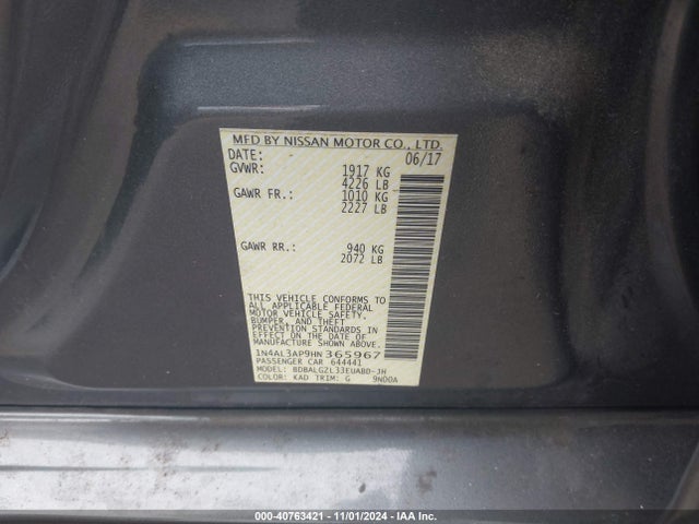 1N4AL3AP9HN365967 Nissan Altima 2.5 S