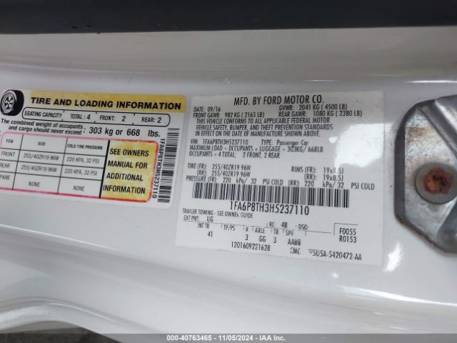 1FA6P8TH3H5237110 Ford Mustang Ecoboost