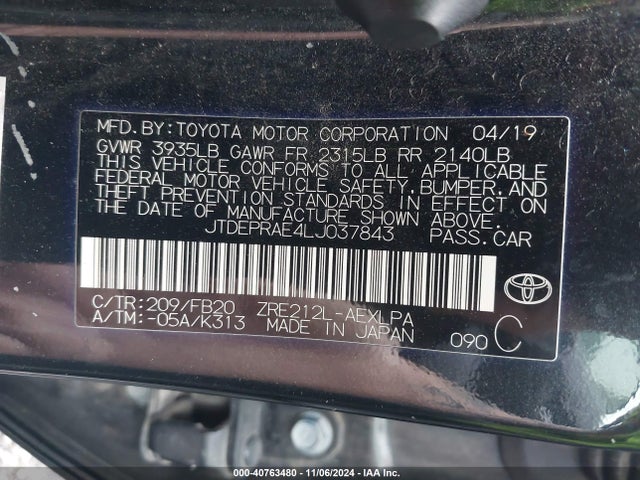 Toyota COROLLA LE 2020 JTDEPRAE4LJ037843 Image 9