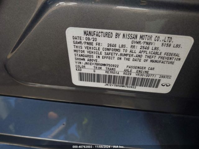 JN1EV7BR6MM750922 Infiniti Q50 Luxe Awd