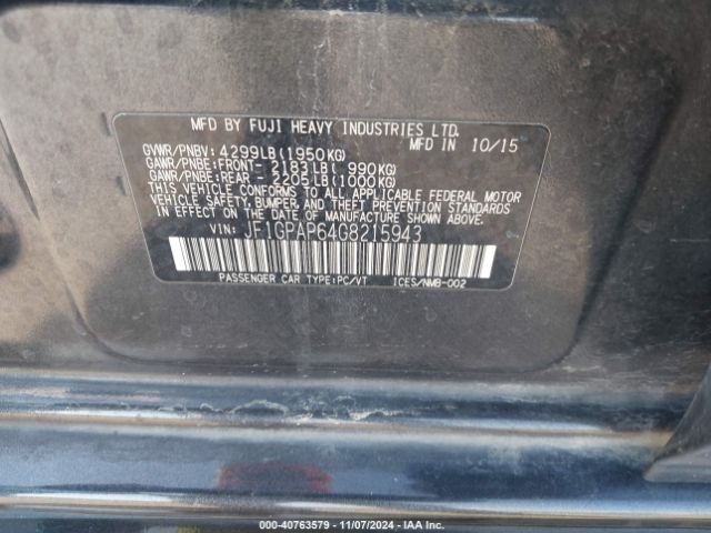 JF1GPAP64G8215943 Subaru Impreza 2.0i Sport Premium