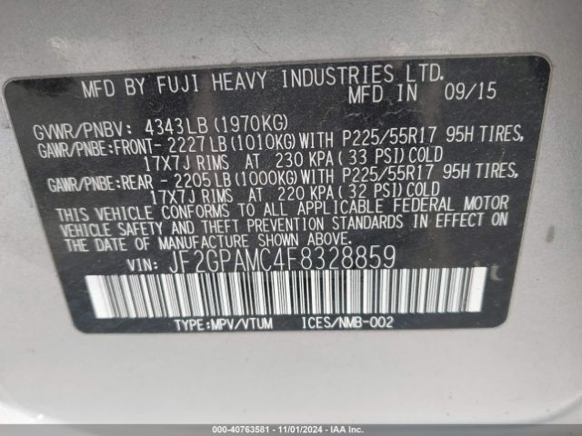 JF2GPAMC4F8328859 Subaru Xv Crosstrek 2.0i Limited