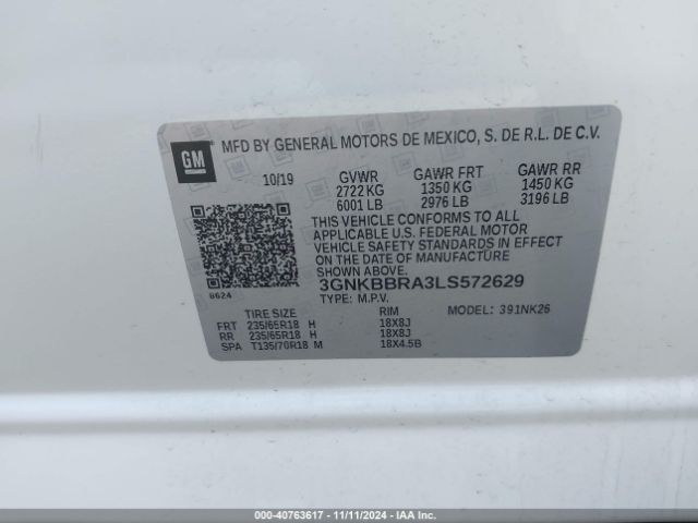 3GNKBBRA3LS572629 Chevrolet Blazer Fwd 1lt