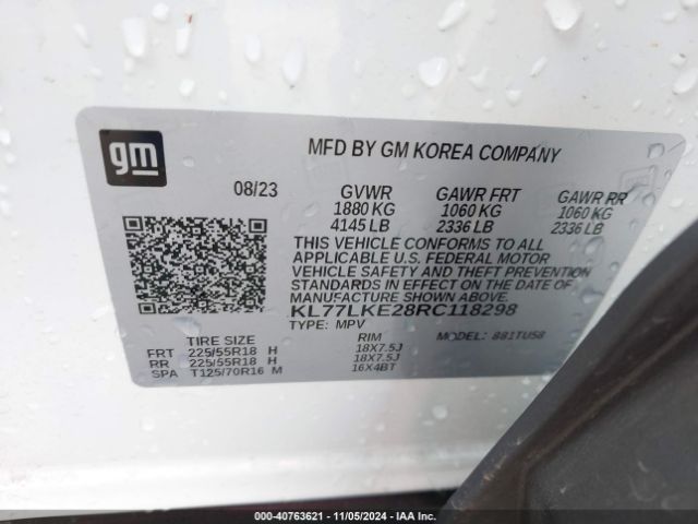 KL77LKE28RC118298 Chevrolet Trax Fwd Activ