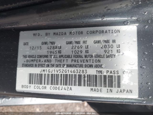 JM1GJ1V52G1463283 Mazda Mazda6 I Touring