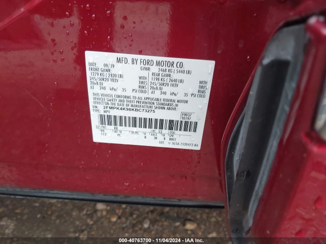 Ford Edge Titanium 2019 2FMPK4K98KBC73275 Image 9