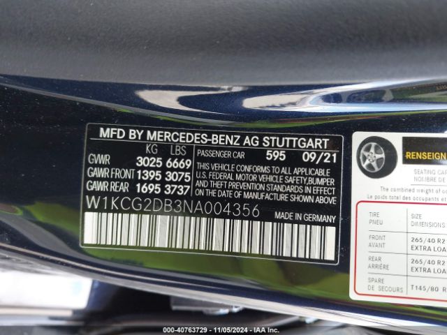 W1KCG2DB3NA004356 Mercedes-Benz EQS 450+