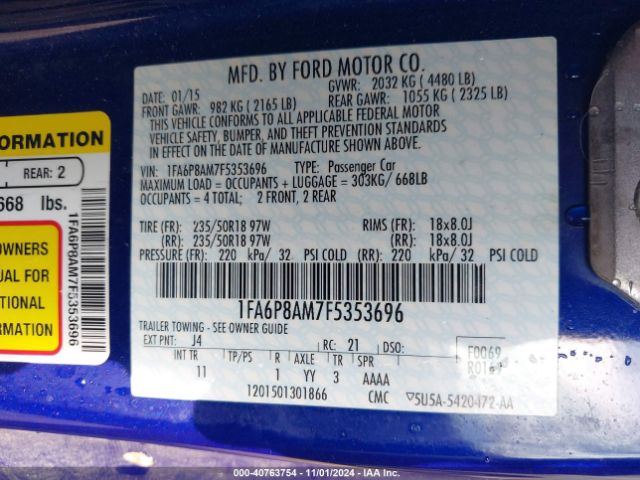 1FA6P8AM7F5353696 Ford Mustang V6