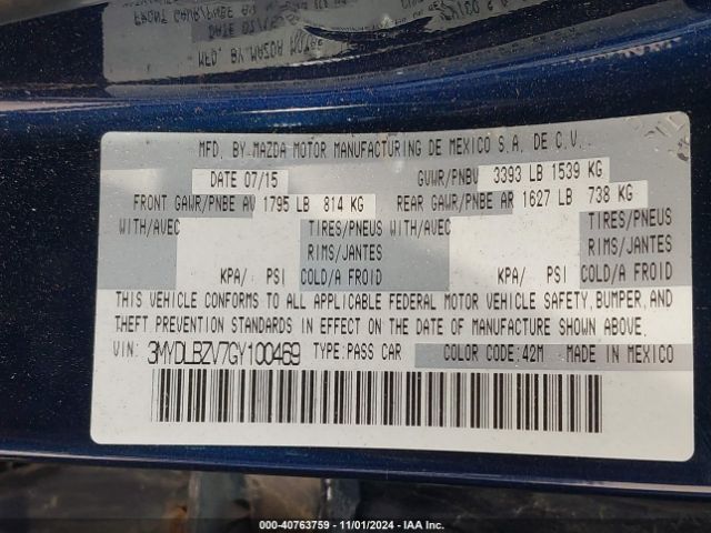 3MYDLBZV7GY100469 Scion IA