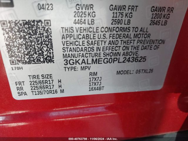 3GKALMEG0PL243625 GMC Terrain Fwd Sle