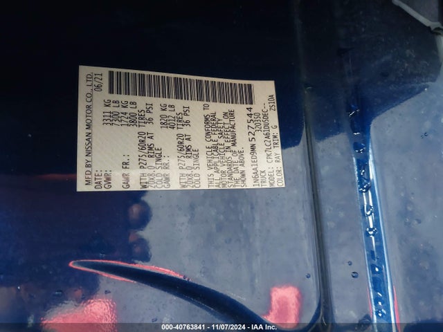 Nissan Titan Sv 4x4 2021 1N6AA1ED9MN527544 Image 9