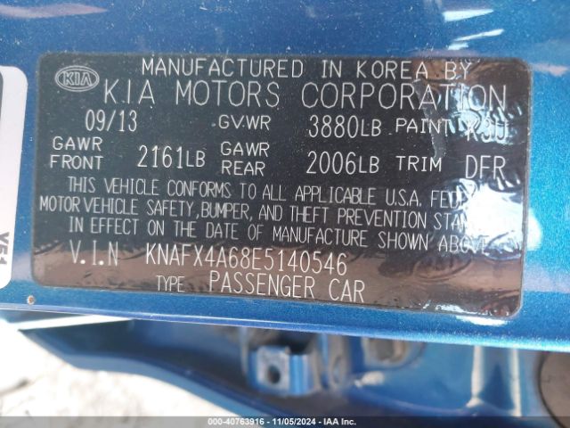 KNAFX4A68E5140546 KIA FORTE LX