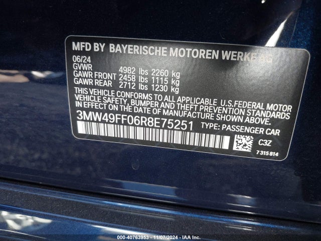 3MW49FF06R8E75251 BMW M340i M340i Xdrive
