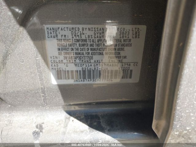3N1AB7AP3GY277506 Nissan Sentra Fe+ S/s/sl/sr/sv