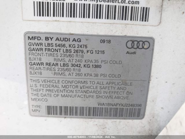 WA1BNAFYXJ2248396 Audi Q5 2.0t Premium/2.0t Tech Premium