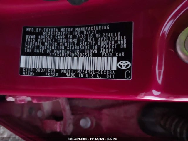 Toyota m20-fks 2021 5YFS4MCE1MP096549 Image 9