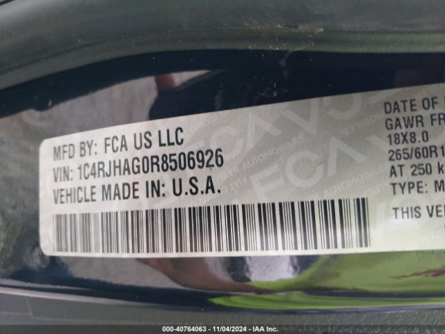 1C4RJHAG0R8506926 Jeep Grand Cherokee Altitude 4x4