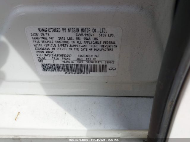 JN1EV7AR9KM552267 Infiniti Q50 3.0t Luxe