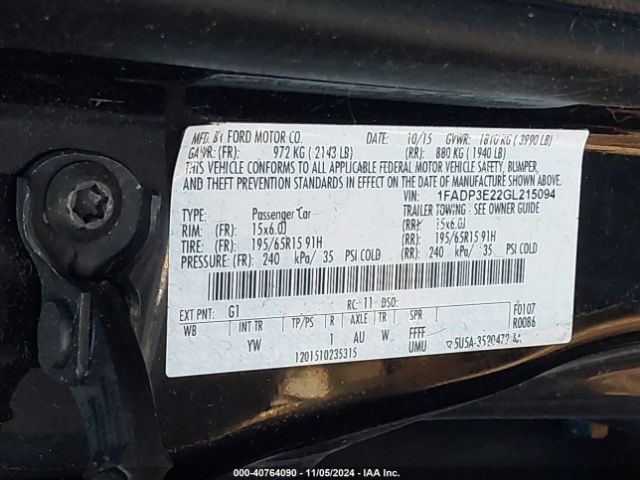 1FADP3E22GL215094 Ford FOCUS S