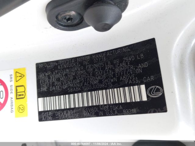 58ABK1GG0JU098215 Lexus ES 350