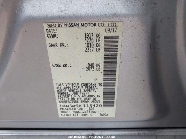 Nissan Altima 2.5 Sv 2018 1N4AL3AP5JC115420 Image 9