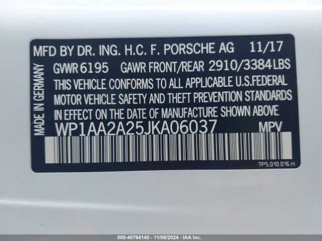 WP1AA2A25JKA06037 Porsche Cayenne Platinum Edition