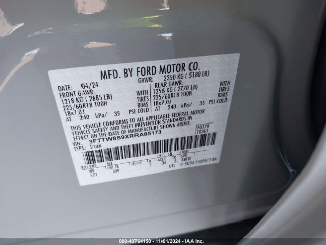 3FTTW8S9XRRA85173 Ford Maverick Lariat