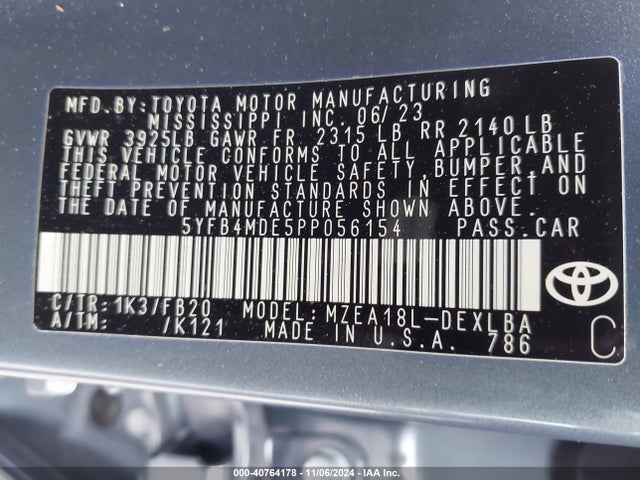 Toyota COROLLA LE 2023 5YFB4MDE5PP056154 Image 9